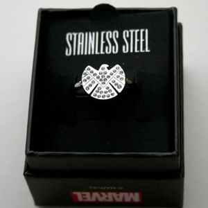 Marvel Comics Shield Logo Stainless Steel Crystal Ring New NOS Box Size 5.5